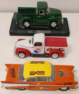 (3) 1956 Ford F-100 Pickup 1:24 Scale Die-Cast Model By Motormax And More