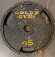 Double-Sided Metal Display Rack with 4 Adjustable Shelves and Casters & 45Lb Plate From Golds Gym - 5