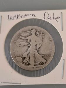 Walking Liberty Half Dollar, San Francisco Mint, 90% Silver, Unknown Date, Circulated