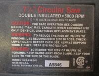 Craftsman 315.108340 7-1/4" Circular Saw, 2-1/4 HP, 12A, 5,000 RPM, With Case - 4