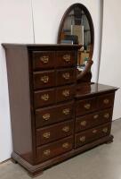 Kincaid Solid Cherry 9 Drawer Dresser with Attached Oval Mirror - 2