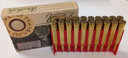 Weatherby .257 WBY Magnum 100 Gr Spire Point Brass Ammunition, 20-Round Box, Factory Load