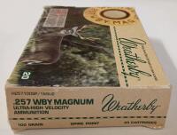 Weatherby .257 WBY Magnum 100 Gr Spire Point Brass Ammunition, 20-Round Box, Factory Load - 6