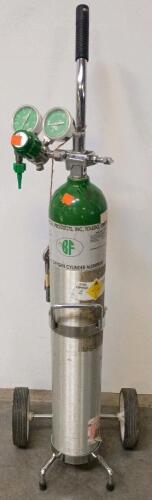 B&F Medical Aluminum Oxygen Cylinder with Schuco Regulator and Wheeled Cart