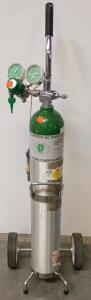 B&F Medical Aluminum Oxygen Cylinder with Schuco Regulator and Wheeled Cart