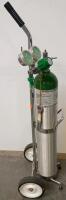 B&F Medical Aluminum Oxygen Cylinder with Schuco Regulator and Wheeled Cart - 2