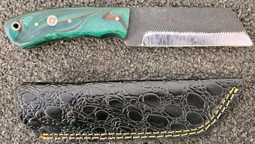 Custom Fixed Blade Knife With Upcycled File Steel Blade And Resin Handle
