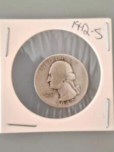 1942-S Washington Quarter, 90% Silver, 6.25G, 24.3MM, Reeded Edge