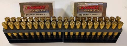 Barnes VOR-TX .243 Win 80Gr TTSX BT Rifle Ammo &ndash; 40 Rounds, 3,350 Fps Muzzle Velocity