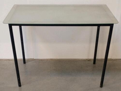 Rectangular Utility Table, Model 37555BLKW, Light Gray Top, Black Metal Frame