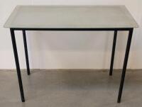 Rectangular Utility Table, Model 37555BLKW, Light Gray Top, Black Metal Frame