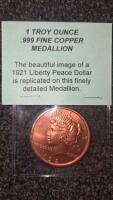 Set of 3 Collectible Coins: 1oz Copper Peace Dollar Replica, 1909 VDB Cent, Mexican Silver Dollar - 4