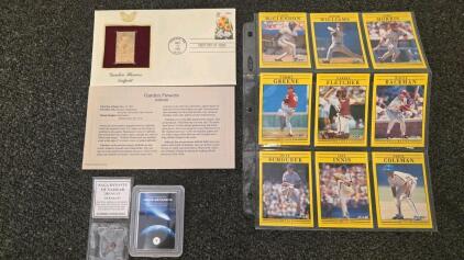 Ancient Naga Dynasty Coin, Campo del Cielo Meteorite, Gold Daffodil Stamp, 1991 Fleer Cards Lot