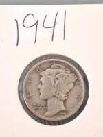 1941 & 1943-S Mercury Dimes &ndash; 90% Silver, U.S. Mint, Circulated, San Francisco & Philadelphia - 2