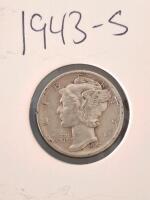 1941 & 1943-S Mercury Dimes &ndash; 90% Silver, U.S. Mint, Circulated, San Francisco & Philadelphia - 4