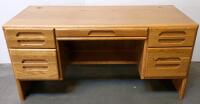 HomeWerk Executive Desk, 7 Drawers, Light Oak Finish, 60" W x 30" D x 30" H