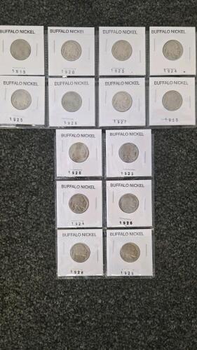 Buffalo Nickel Lot, 1919-1935, Indian Head Cent Design, U.S. 5&cent;, Circulated