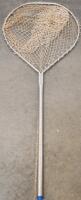 Fishing Equipment Lot: 2 Large Aluminum Landing Nets, 2 Wooden Wading Staffs, 2 Fishing Rods w/Reel - 3