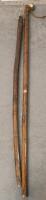 Fishing Equipment Lot: 2 Large Aluminum Landing Nets, 2 Wooden Wading Staffs, 2 Fishing Rods w/Reel - 4