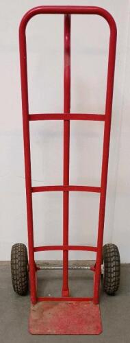 Steel Hand Truck, 600 lb Capacity, 10&rdquo; Pneumatic Wheels, 52&rdquo; Height, Red, Continuous Loop Handle