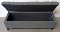Dark Grey Tufted Storage Bench/Ottoman with Hinged Top and Wooden Legs - 2