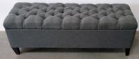 Dark Grey Tufted Storage Bench/Ottoman with Hinged Top and Wooden Legs - 4