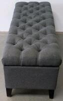 Dark Grey Tufted Storage Bench/Ottoman with Hinged Top and Wooden Legs - 5