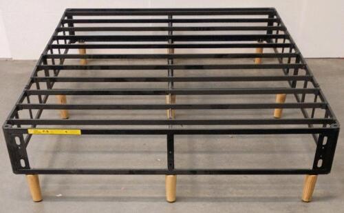 Queen Platform Bed Frame &ndash; Metal Slats, Solid Wood Legs, 9-Leg Support, Fully Assembly