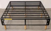 Queen Platform Bed Frame &ndash; Metal Slats, Solid Wood Legs, 9-Leg Support, Fully Assembly