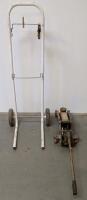 Floor Jack Hydraulic 2-3 Ton Steel w/ Wheel Dolly Hand Truck, Heavy Duty, Used, No Visible Brand