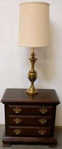 Kincaid 79-141 Brookside Cherry 3-Drawer Nightstand, Solid Hardwood & Vintage Table Lamp
