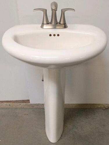American Standard Boulevard 4-Inch Centerset Pedestal Sink With Brushed Nickel Faucet