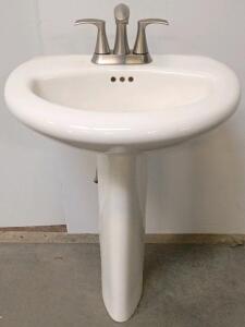 American Standard Boulevard 4-Inch Centerset Pedestal Sink With Brushed Nickel Faucet