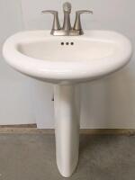 American Standard Boulevard 4-Inch Centerset Pedestal Sink With Brushed Nickel Faucet
