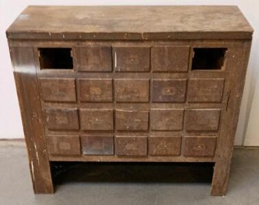 Vintage Wooden 18-Drawer Apothecary Cabinet &ndash; Rustic Multi-Drawer Storage, 1930s-1950s, L/7-921