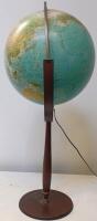 Illuminated 16-Inch Floor Globe, Wood Stand, Relief Map, English, 43" Height, Electric - 3