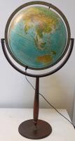 Illuminated 16-Inch Floor Globe, Wood Stand, Relief Map, English, 43" Height, Electric - 4