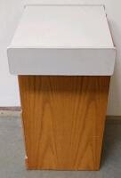 2-Drawer Oak File Cabinet With White Laminate Top, Brass Handles, Locking Drawer & Wooden TV Stand - 5