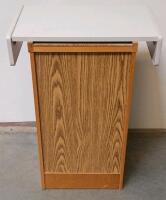2-Drawer Oak File Cabinet With White Laminate Top, Brass Handles, Locking Drawer & Wooden TV Stand - 6