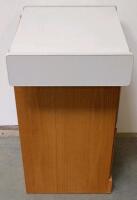 2-Drawer Oak File Cabinet With White Laminate Top, Brass Handles, Locking Drawer & Wooden TV Stand - 7