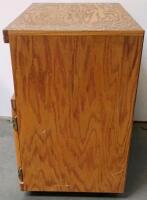 2-Drawer Oak File Cabinet With White Laminate Top, Brass Handles, Locking Drawer & Wooden TV Stand - 9