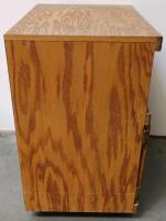 2-Drawer Oak File Cabinet With White Laminate Top, Brass Handles, Locking Drawer & Wooden TV Stand - 11