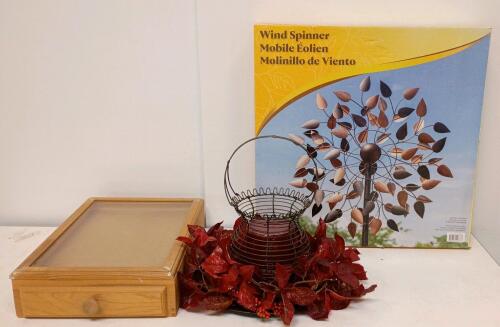 Garden Wind Spinner 75" Steel Dual Ball Bearing, Glass Display Box, Mainstays Candle Centerpiece