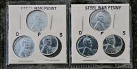 1970&ndash;1987 Roosevelt Dime Lot &ndash; 8 Uncirculated Coins, P&D Mints, with Display Card, 1943 Steel War Pennies - 6 Coins - 20