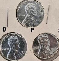1970&ndash;1987 Roosevelt Dime Lot &ndash; 8 Uncirculated Coins, P&D Mints, with Display Card, 1943 Steel War Pennies - 6 Coins - 23