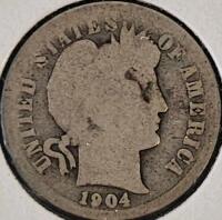 1904 Barber Dime & 1943 Mercury Dime 90% Silver, Circulated, US Collectible Coins - 3