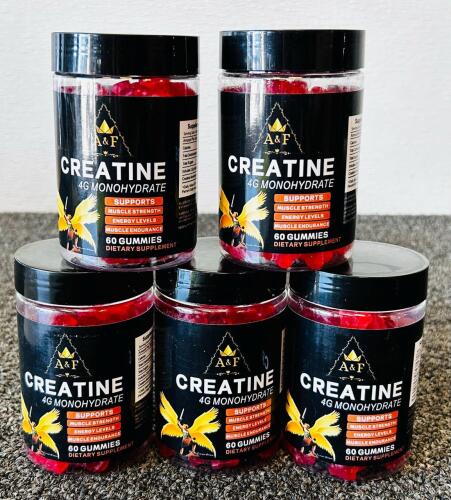 (5) Unopened Bottles Of A&F Creatine 4G Monohydrate Dietary Supplements