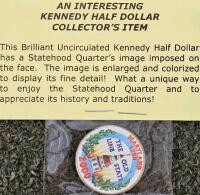 U.S. Eisenhower Dollar 1977, 24k Gold-Plated 1989-D Washington Quarter, Colorized MD Kennedy Half - 8