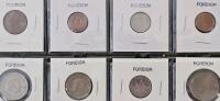 World and US Currency Lot &ndash; Barr $1, Silver Cert 1957B, Denmark 10 &Oslash;re, Spain 1c, UK Farthing - 6