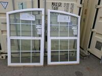 2 Alside 70 Series 36x60 Arch Top Single Hung Windows, Double Glazed, Colonial Grids, Vinyl Frame